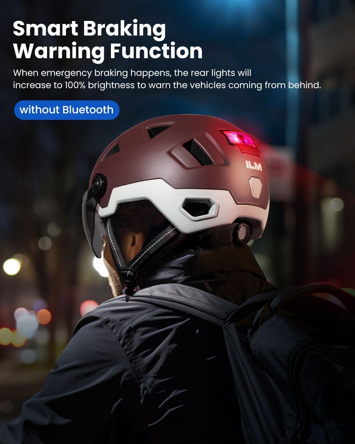 ILM Casco de bicicleta inteligente Bluetooth Control de luz LED de advertencia de freno NTA8776 CE CPSC triple certificación adulto bicicleta casco