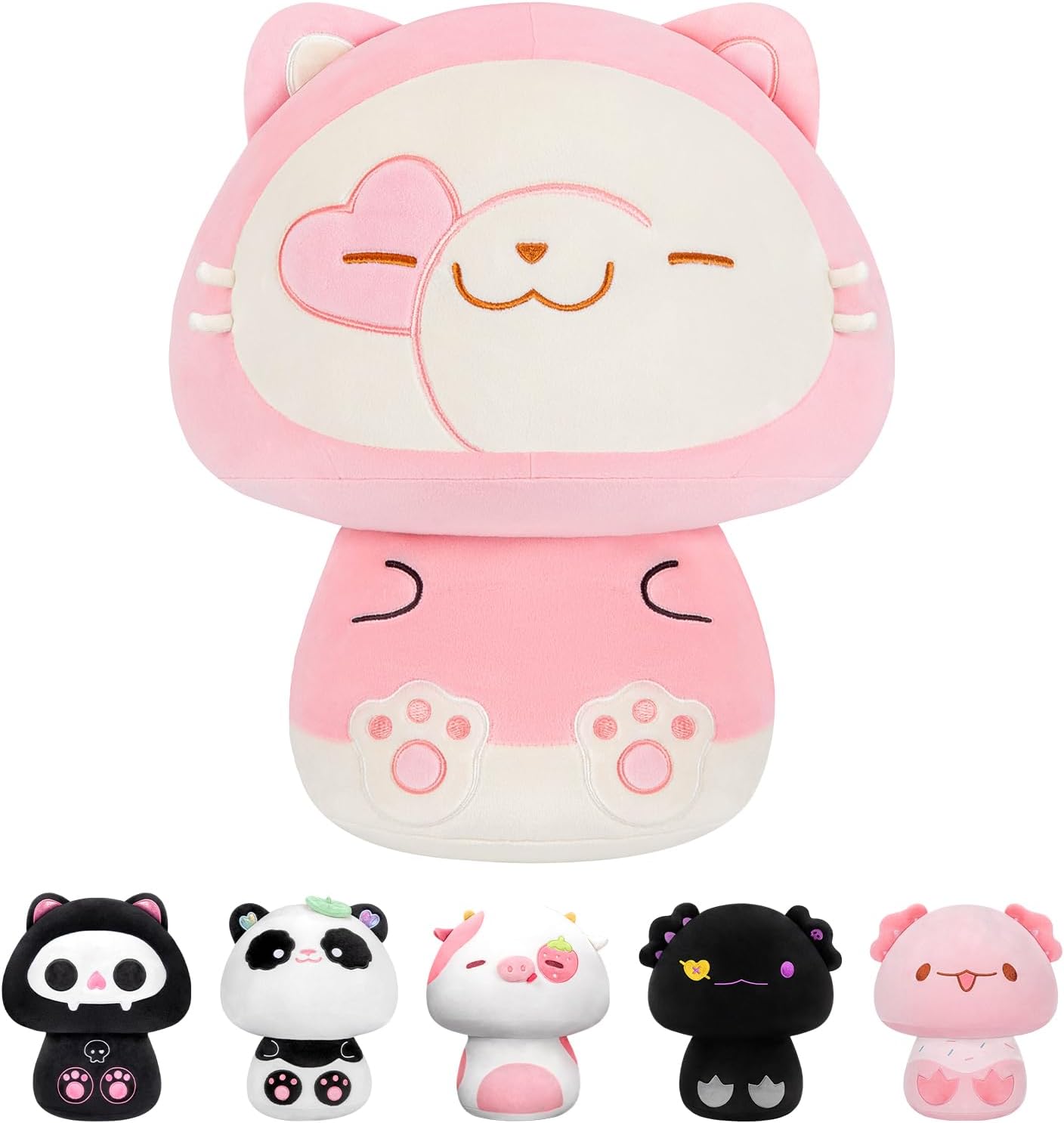 Peluche de hongo de 14 pulgadas, bonita almohada de felpa de gato suave, almohada de peluche de gato suizo de animales de peluche, juguetes de