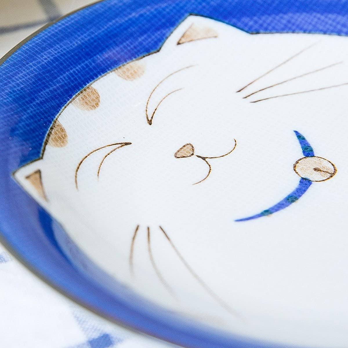 JapanBargain Juego de 4 platos redondos japoneses de porcelana para aperitivos de postre, pastel, aperitivos, Maneki Neko, diseño de gato sonriente