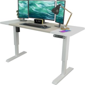 Sileye V-US-63OW Escritorio, 63 x 30 pulgadas, blanco + roble Sileye V-US-63OW Escritorio, 63 x 30 pulgadas, blanco + roble