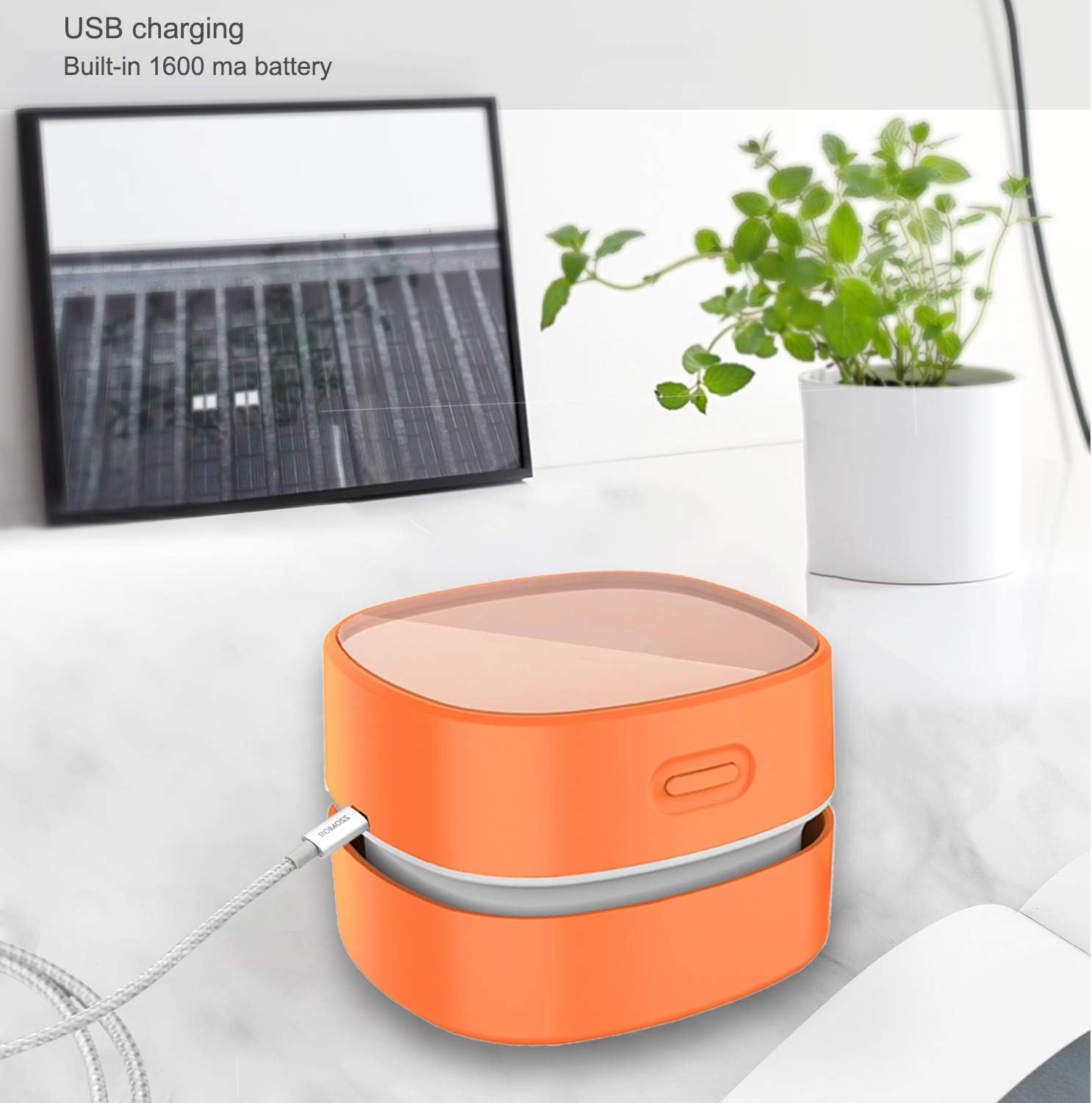 ODISTAR Aspiradora de escritorio, mini barrendero de polvo de mesa ahorro de energía con función de apagado automático, alta resistencia hasta 400
