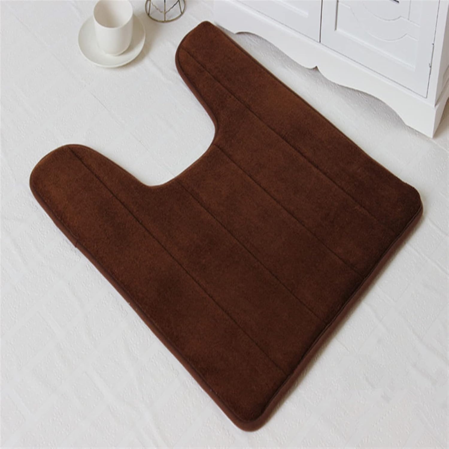Lifup Tapete de baño suave en forma de U, tapete de baño de espuma viscoelástica, antideslizante, absorción de agua, secado rápido, tapete de baño