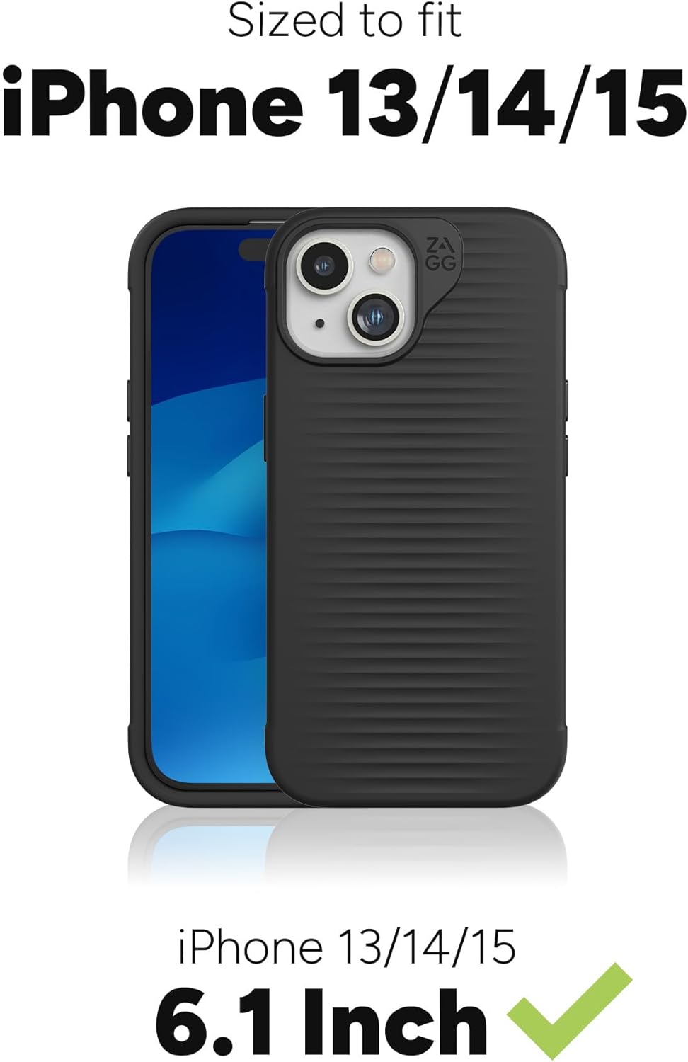 ZAGG Luxe Snap – Funda protectora para iPhone 15, protección contra caídas (10 pies), material de grafeno duradero, funda MagSafe, delgada y ligera,