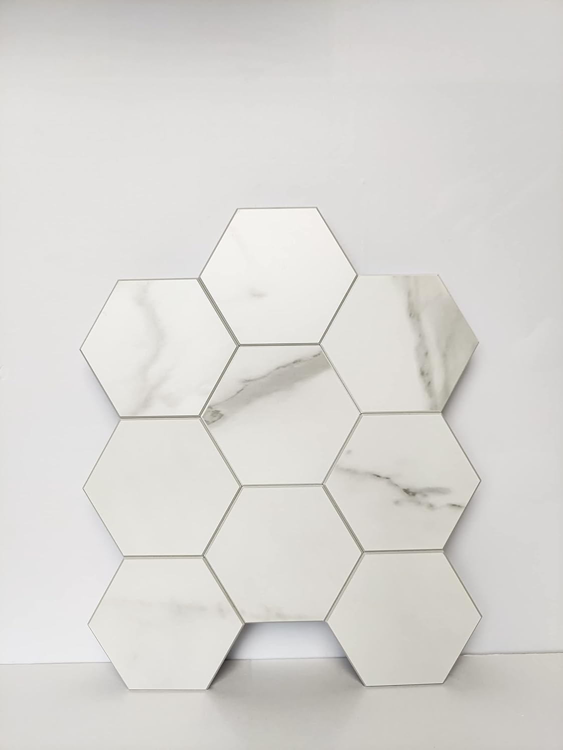 COLAMO LUXURY – Paquete de 5 azulejos de mármol de Carrara blanco para salpicaduras de cocina, azulejos autoadhesivos para caravana, salpicadura