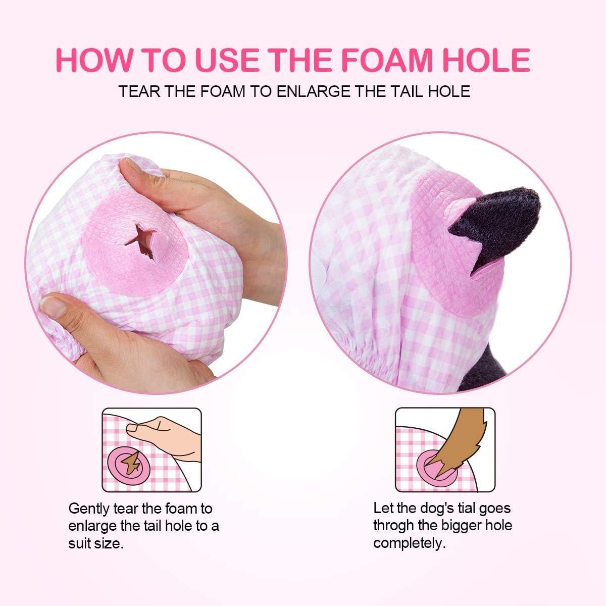 Pet Soft Pañales para perros femeninos  Pañales desechables para perros, pañales para gatos hembras, pañales para cachorros con orificio de cola de