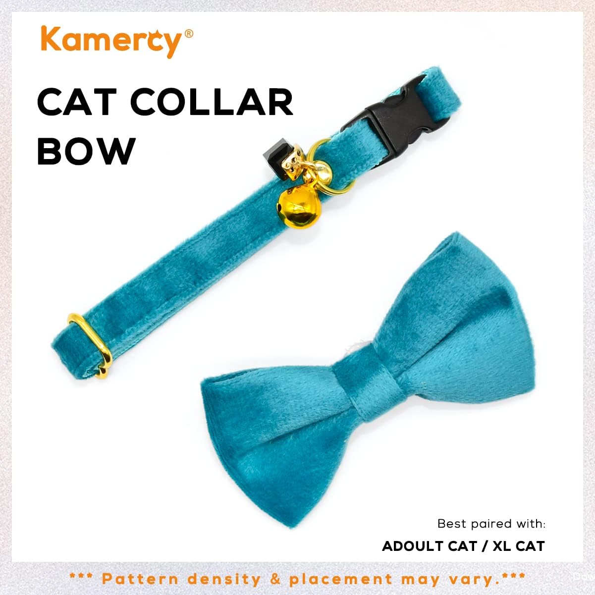Collares para gatos, collar de terciopelo turquesa para gato, collar de gato con dijes y campana, collar de seguridad para gatos
