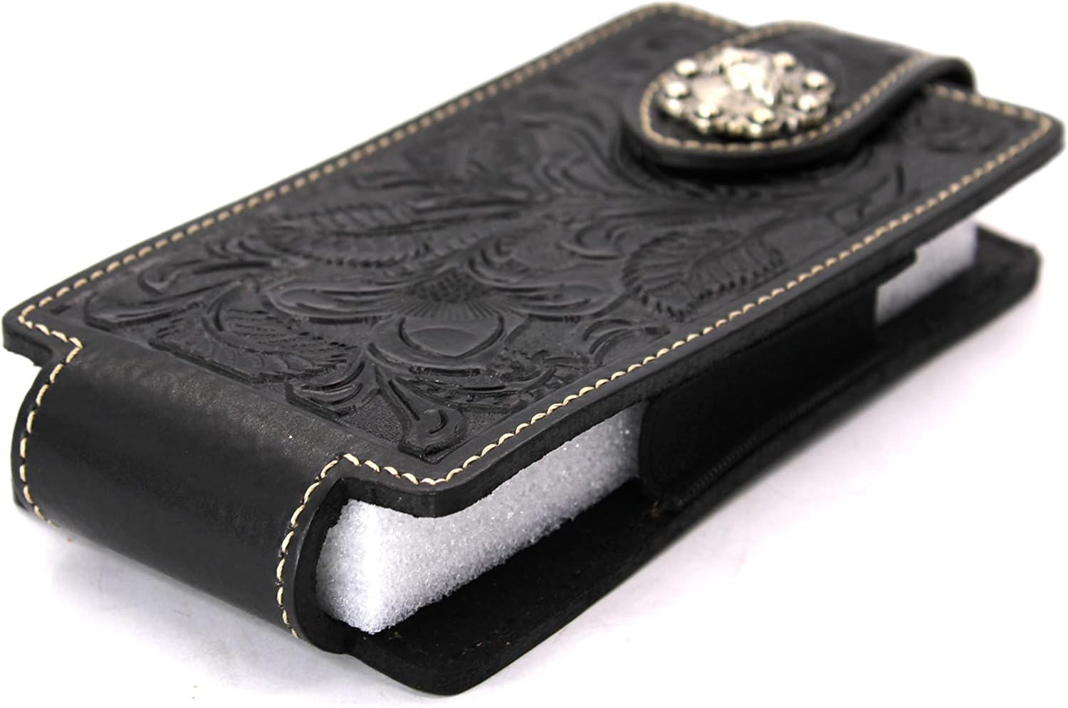 West Star – Funda universal de piel para teléfono celular, con cierre magnético, 7 x 3.25 pulgadas, 341B, caballo BK
