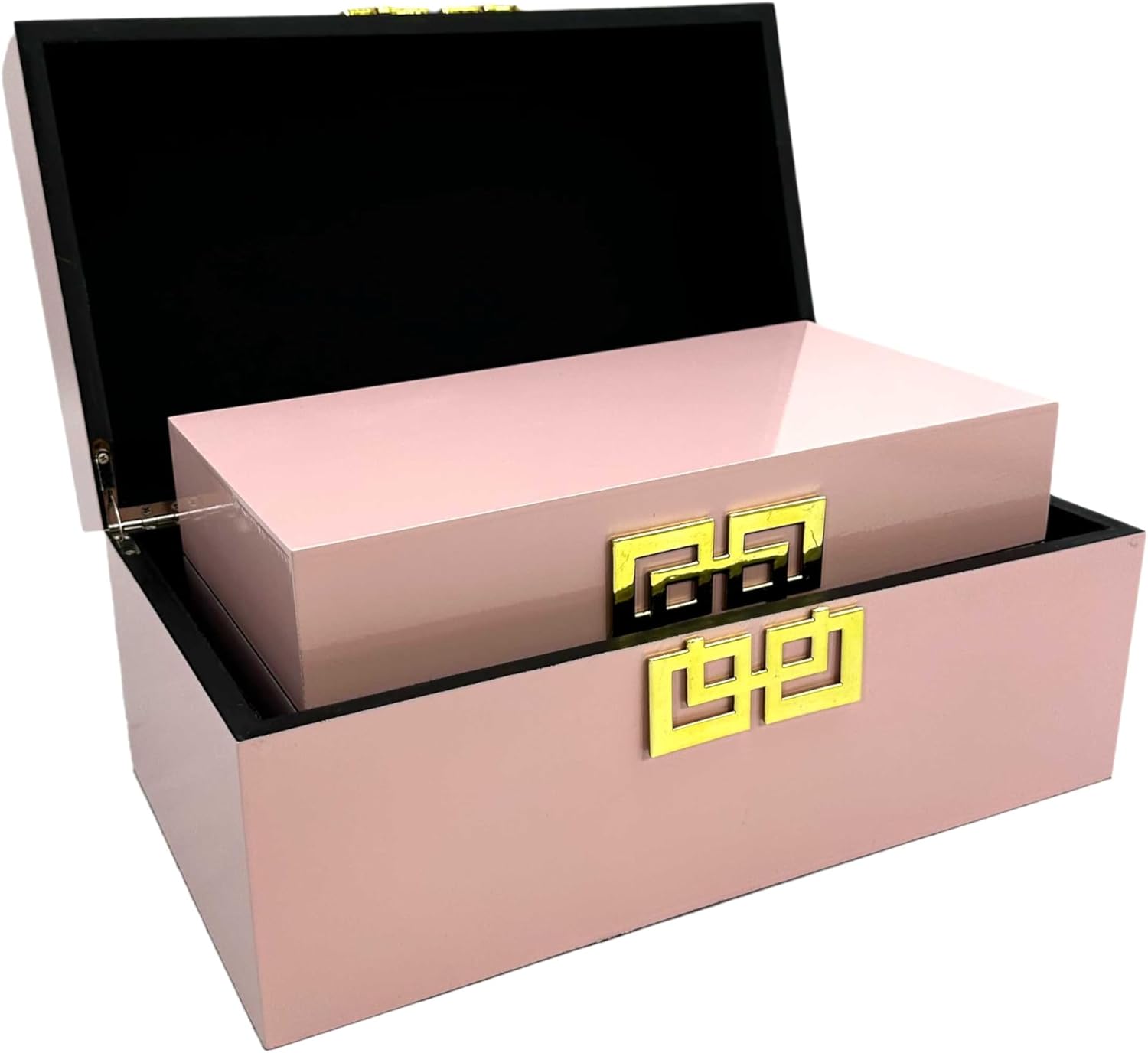 Galt International Caja de almacenamiento decorativa con tapa con bisagras, diseño clásico, cajas de madera con cierre geométrico, para dormitorio y