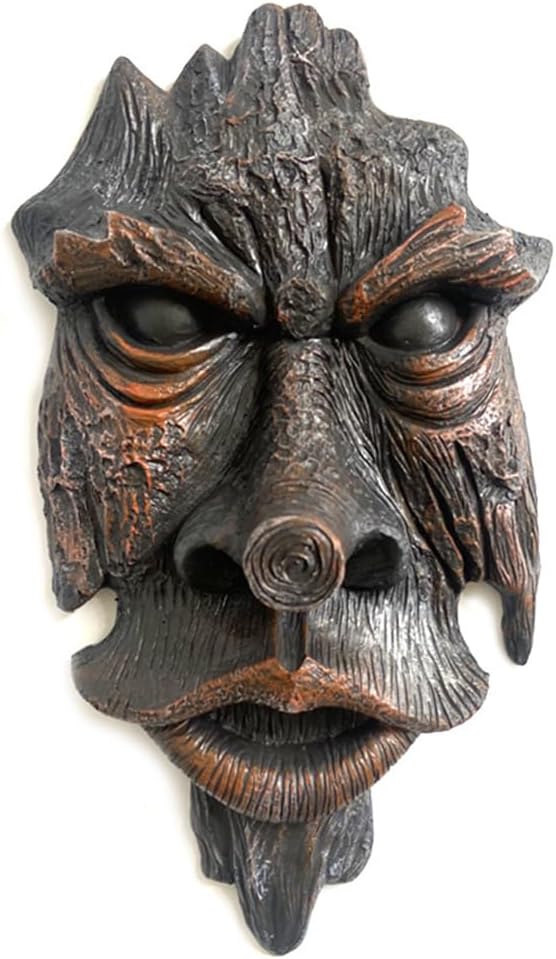 Decoración de caras de árbol al aire libre, características faciales falsas, decoración de patio, jardín, estatua de árbol, decoración de jardín,