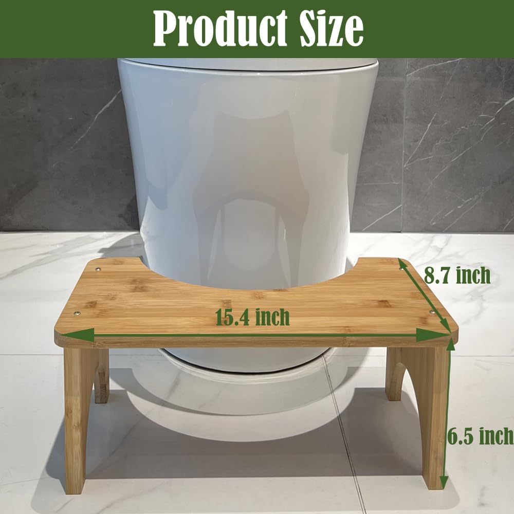 Taburete de inodoro de bambú para adultos, taburete de excremento, taburete de baño de 6.5 pulgadas para adultos y niños, taburete de inodoro