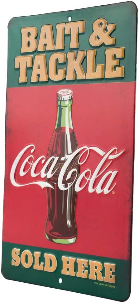 Coca-Cola Bait and Tackle – Letrero de metal en relieve, cartel vintage de pesca de Coca-Cola para casa del lago, cabaña o cabaña