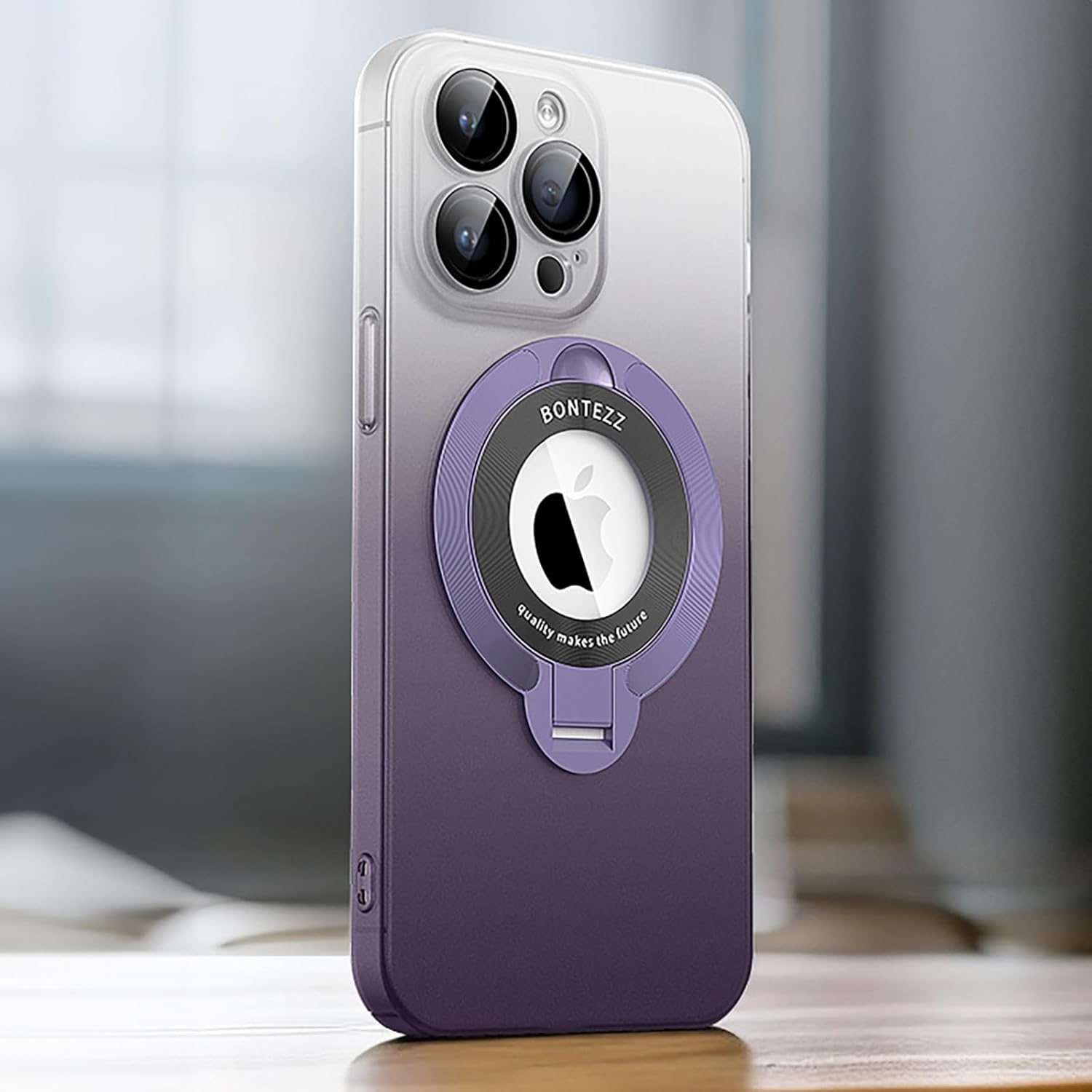 Losin Funda compatible con iPhone 15 Pro Max con soporte magnético compatible con MagSafe, bonita funda de color degradado con protector de lente de