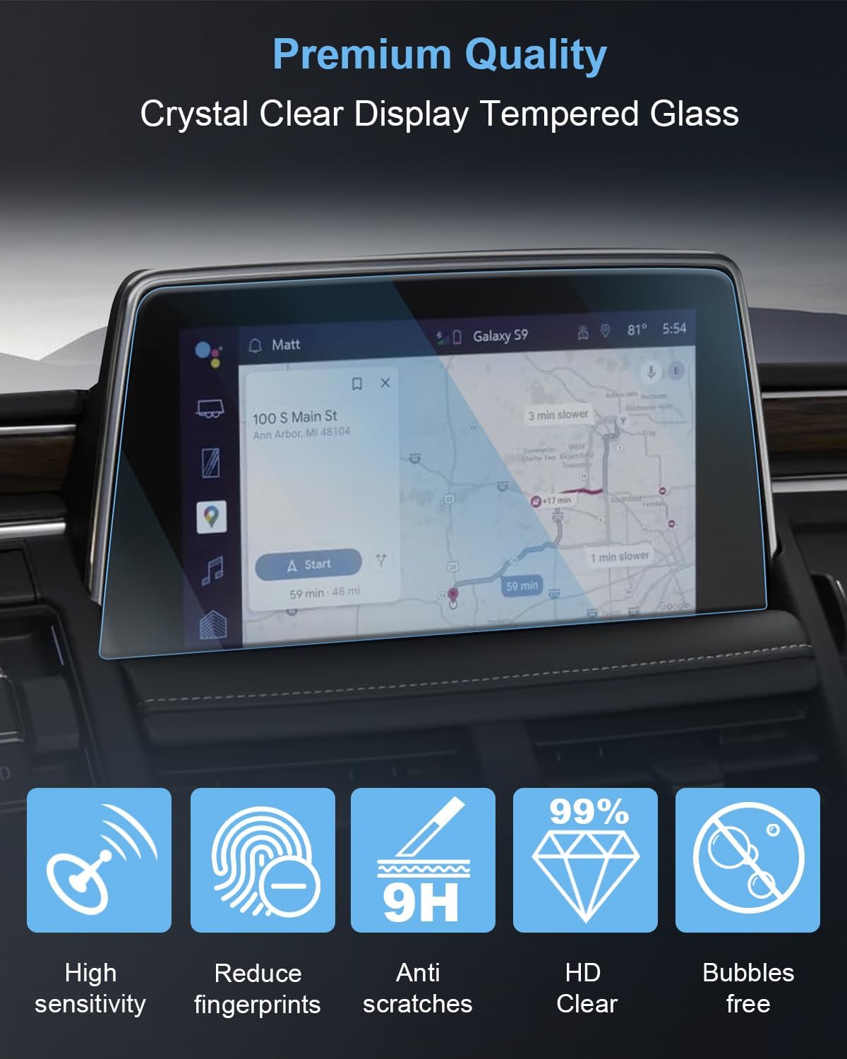 Protector de pantalla de coche de 10.2 pulgadas, suave como la seda para Chevy Tahoe Suburban y GMC Yukon 2024-2021, accesorios de navegación GPS,