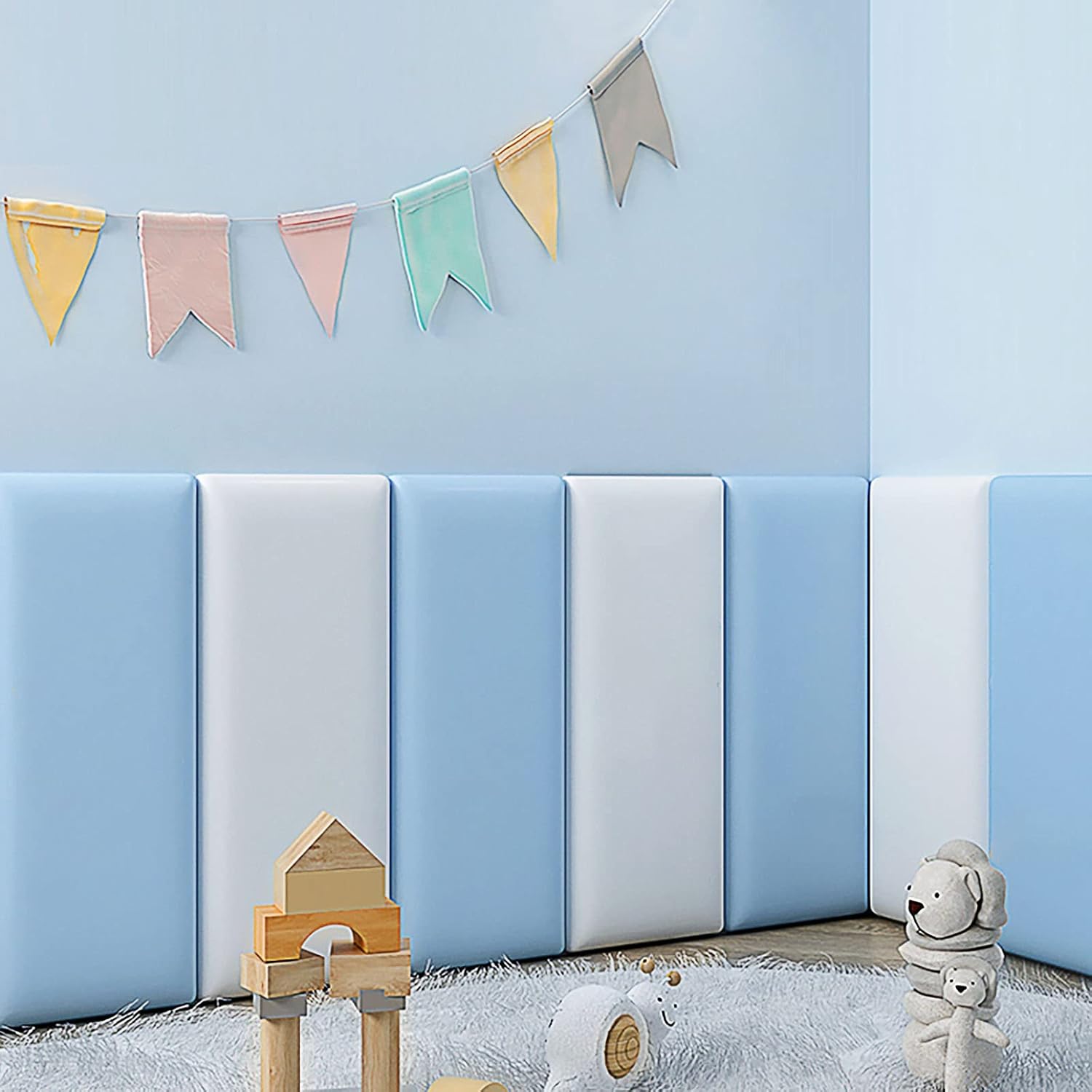 Acolchado de pared 3D anticolisión para niños, paneles de pared tapizados para despegar y pegar, cabecera Queen, protección decorativa para sala de
