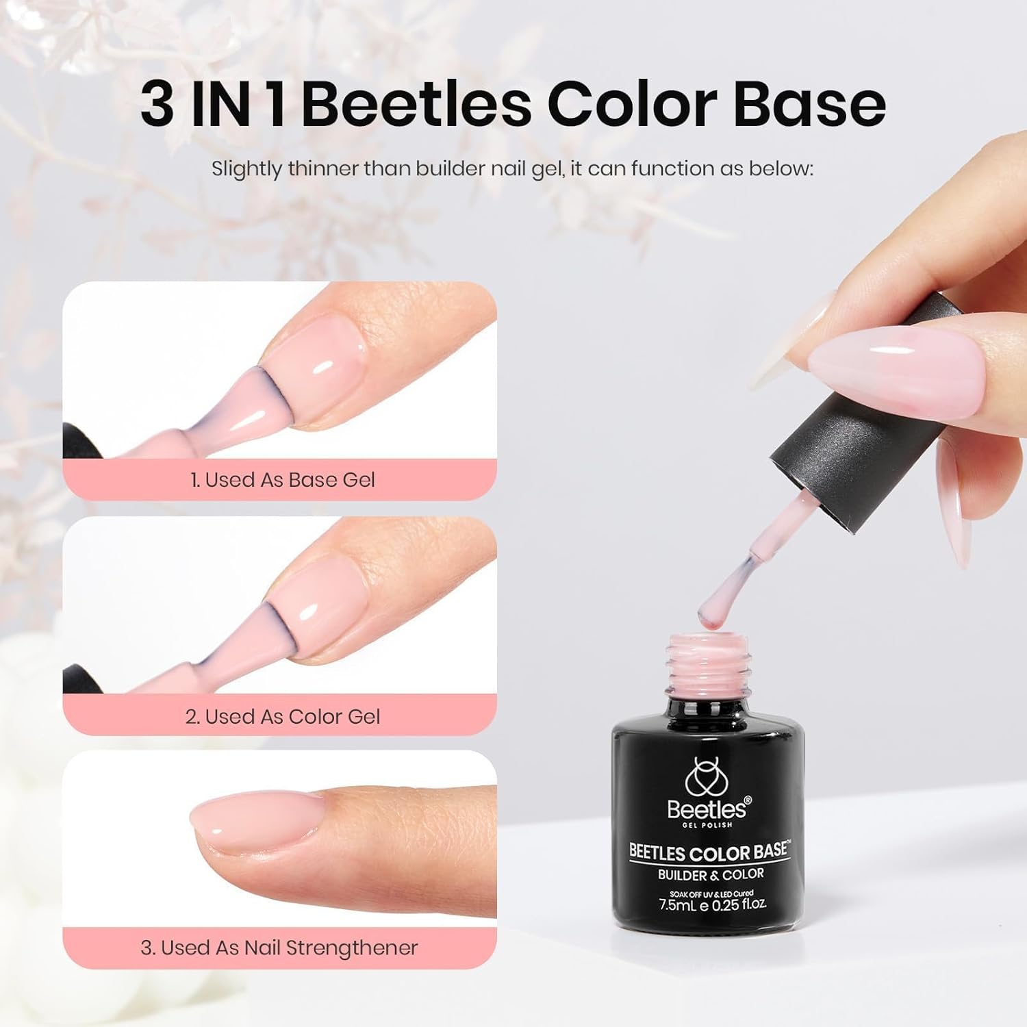 Beetles – Esmalte de uñas de gel base de color, 6 colores nude, esmalte de uñas rosa, esmalte de uñas rosa melocotón, esmalte de uñas neutros