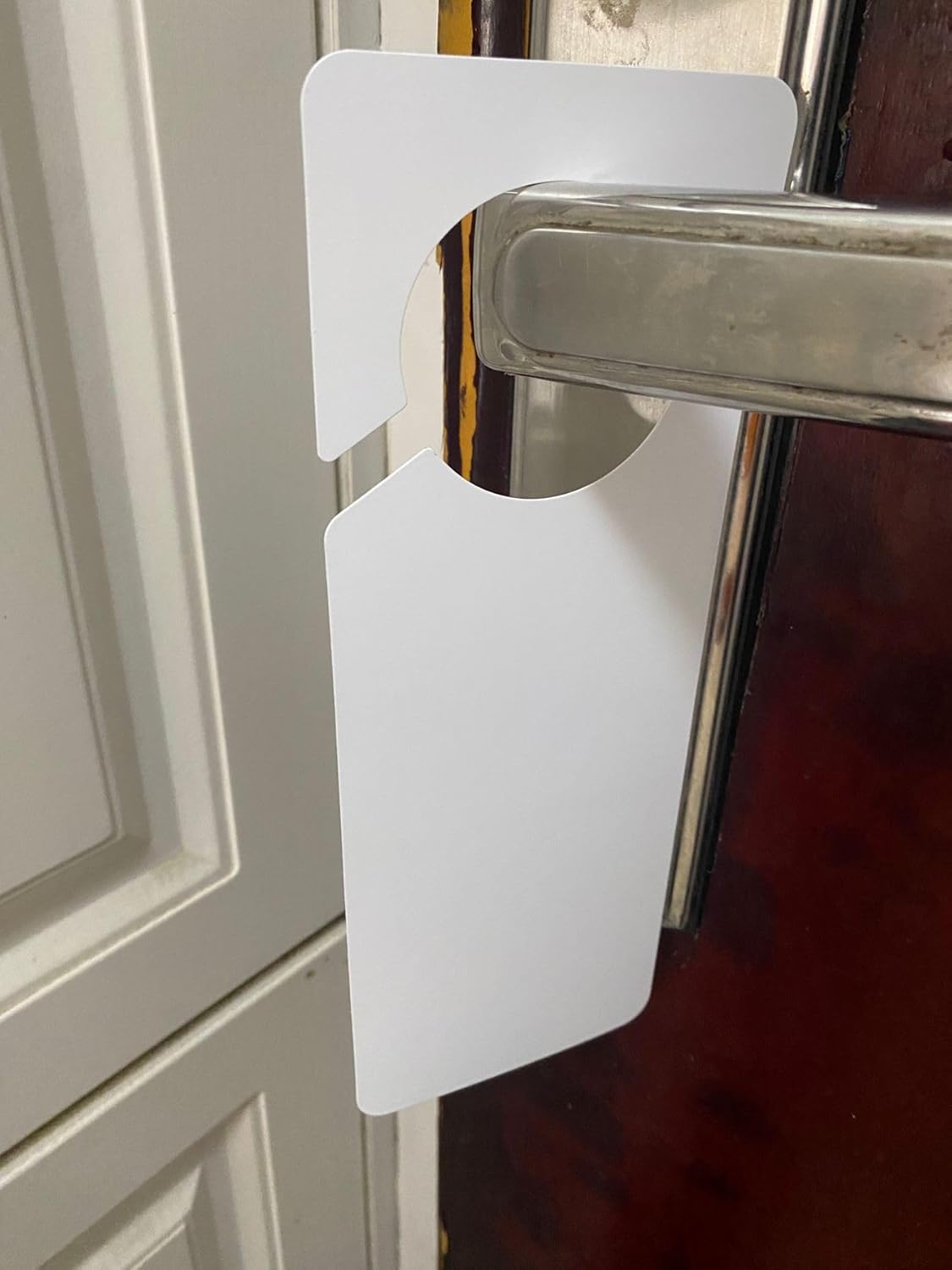 10 etiquetas de plástico en blanco para colgar puertas de 9.5 x 3.5 pulgadas, 10 unidades, para administración de propiedades, alquileres y