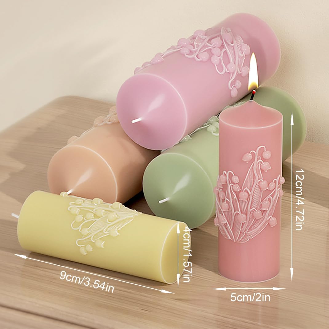 2 moldes de silicona para velas, cilindros con flores, moldes de resina de silicona de cristal para fundición de resina epoxi UV, manualidades,