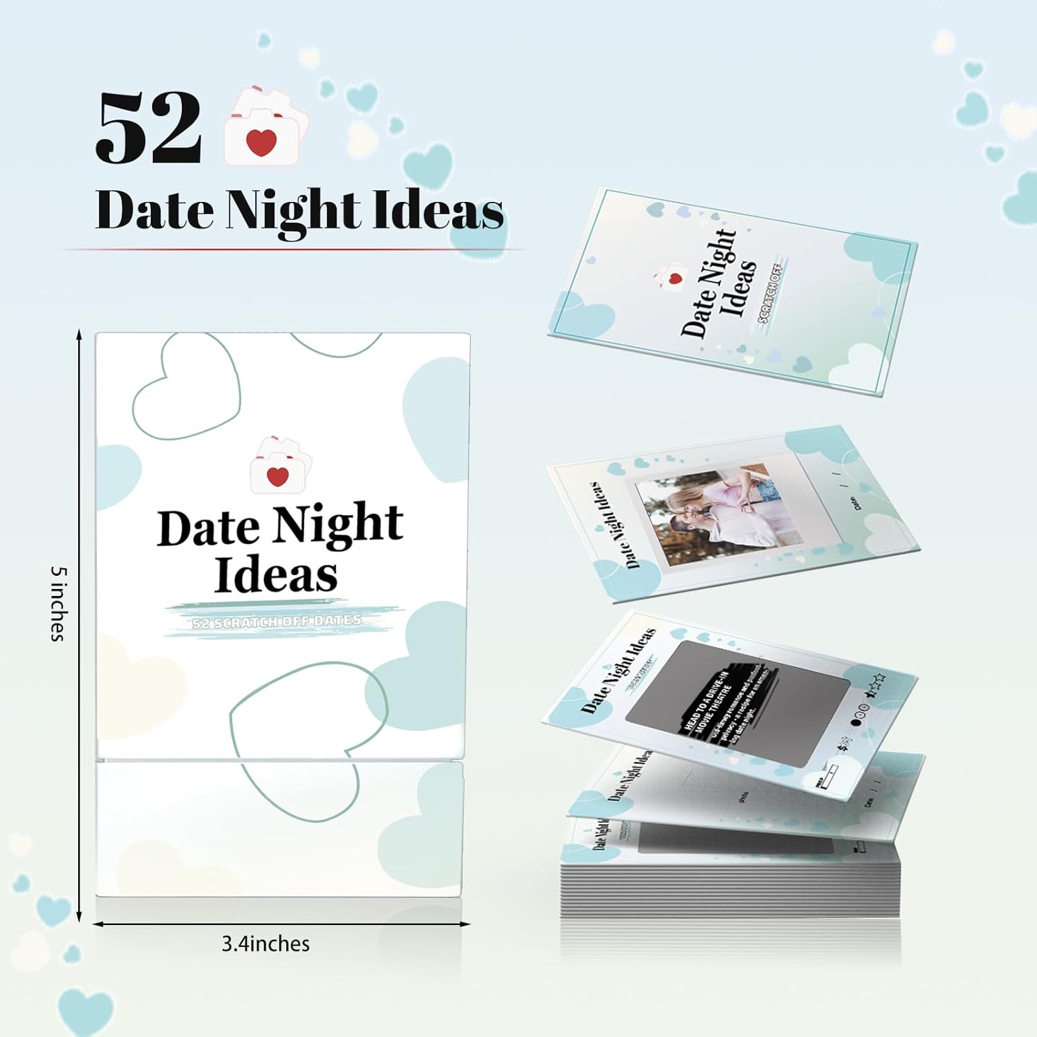 52 Ideas de citas nocturnas para raspar juegos de cartas para parejas, citas nocturnas, regalos de San Valentín para él y ella, ideas de regalos