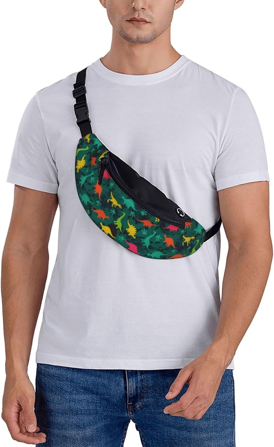 Riñonera casual de moda para hombres y mujeres, cinturón ajustable para viajes, senderismo, ciclismo, correr, festival, carnaval, Black6