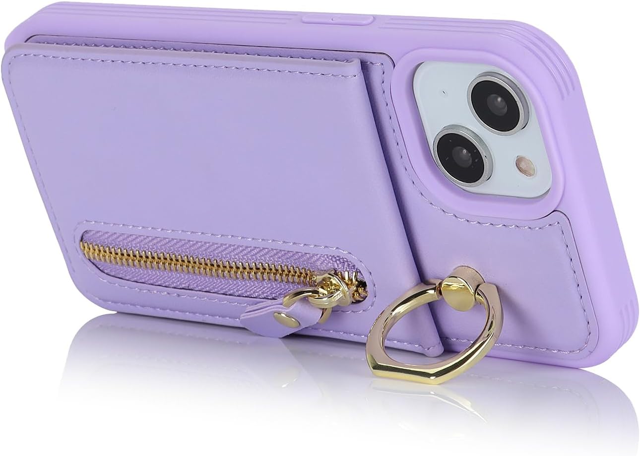 Funda para iPhone 13 Mini con tarjetero para mujer, iPhone 13 Mini, cartera con correa y ranuras para tarjetas de crédito, bandolera con cremallera