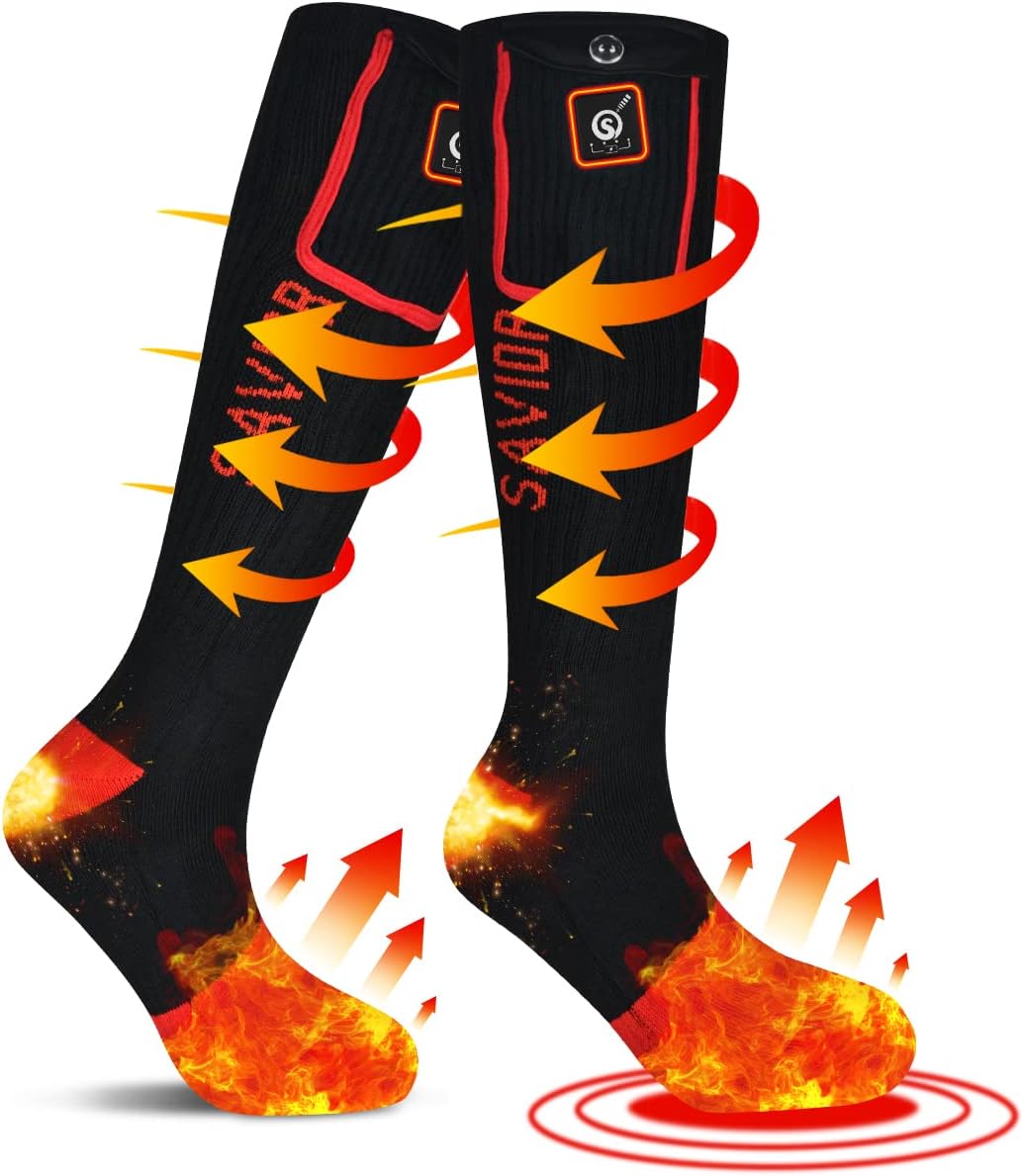 Calcetines calefactados para mujeres y hombres, calcetines recargables de 7.4 V, lavables, calentadores de pies eléctricos, calcetines Coolmax para