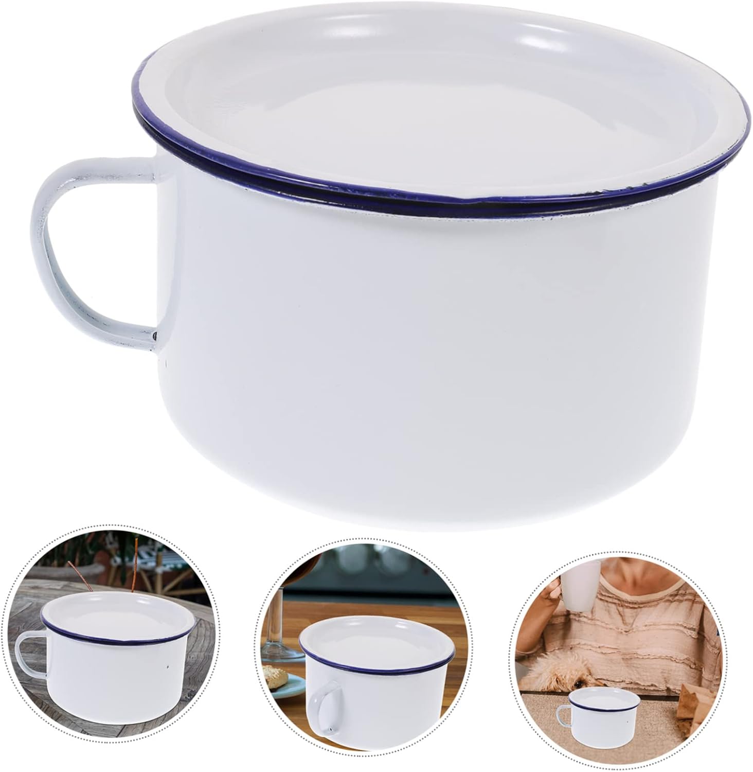 Toddmomy Tazón de fideos esmaltados Recipiente de pasta Cuenca de esmalte Cuenco de manteca de cerdo Tazón de agua de esmalte Tazón de sopa