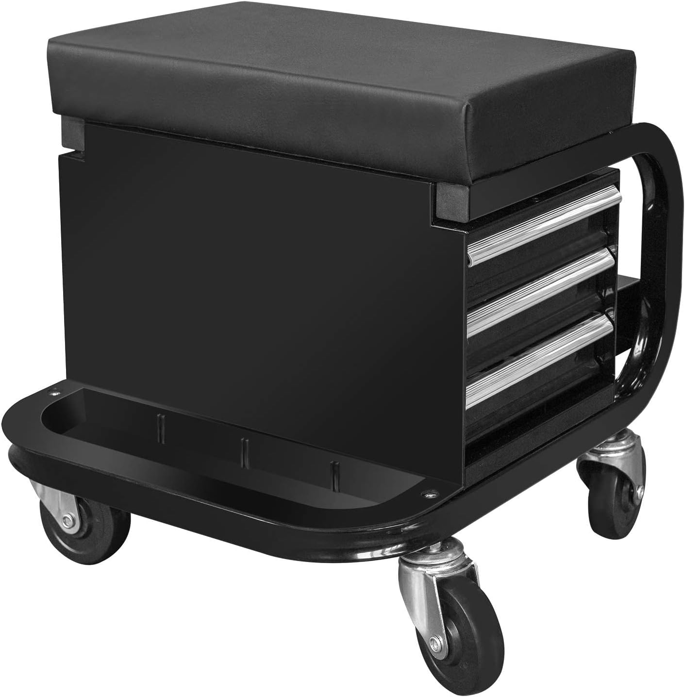 APD2016AD Torin – Caja de herramientas con 3 cajones y ruedas, asiento acolchado para taburete, color negro