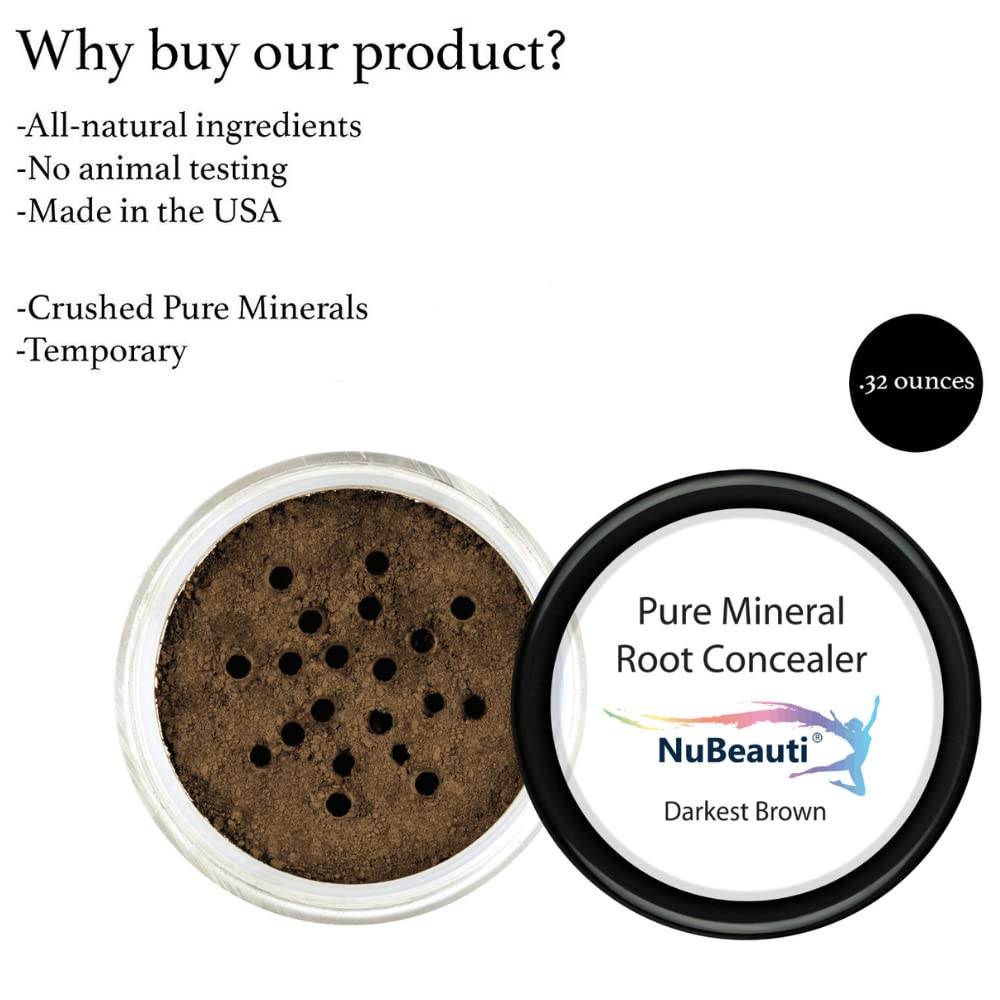 Polvo de retoque corrector de raíces, minerales triturados totalmente naturales sin cepillo, cobertura total de cabello gris para cabello negro,