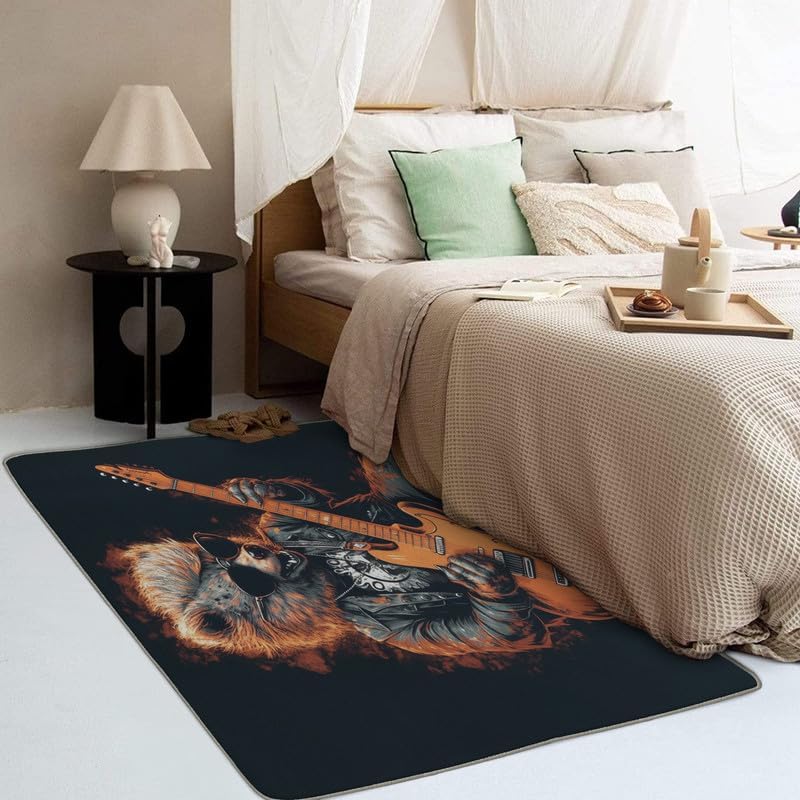 Alfombras de lobo para dormitorio, sala de estar, alfombra divertida de animales de 3 x 4, lavable, antideslizante, suave, alfombra de área de pelo
