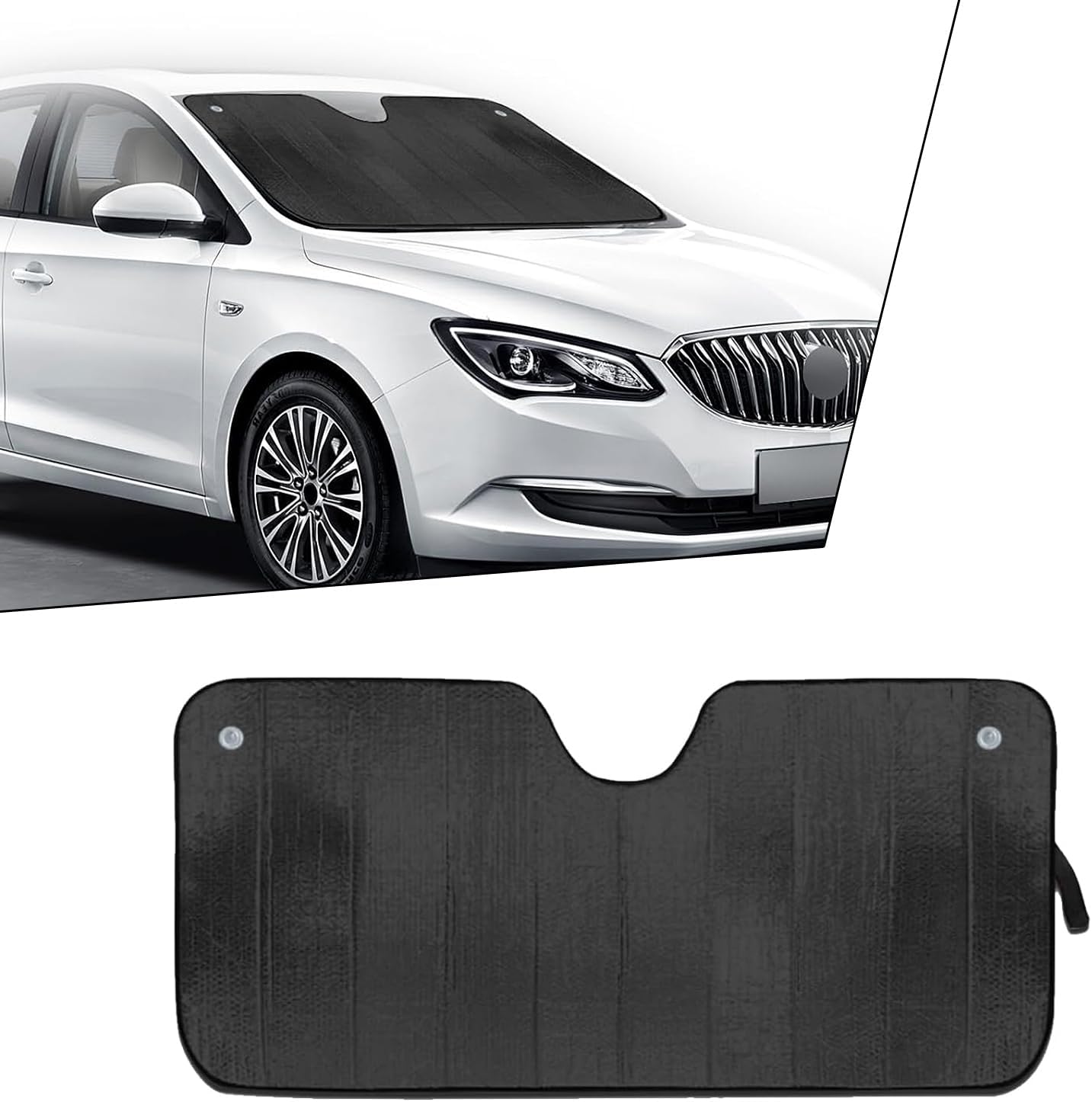 Pack-1 Car Windshield Sun Cover, Keep Your Vehicle Cool, 55.11″ x 27.55″ Double-Sided Universal Heat Insulation, Thicken Foldable Vehicle Window UV