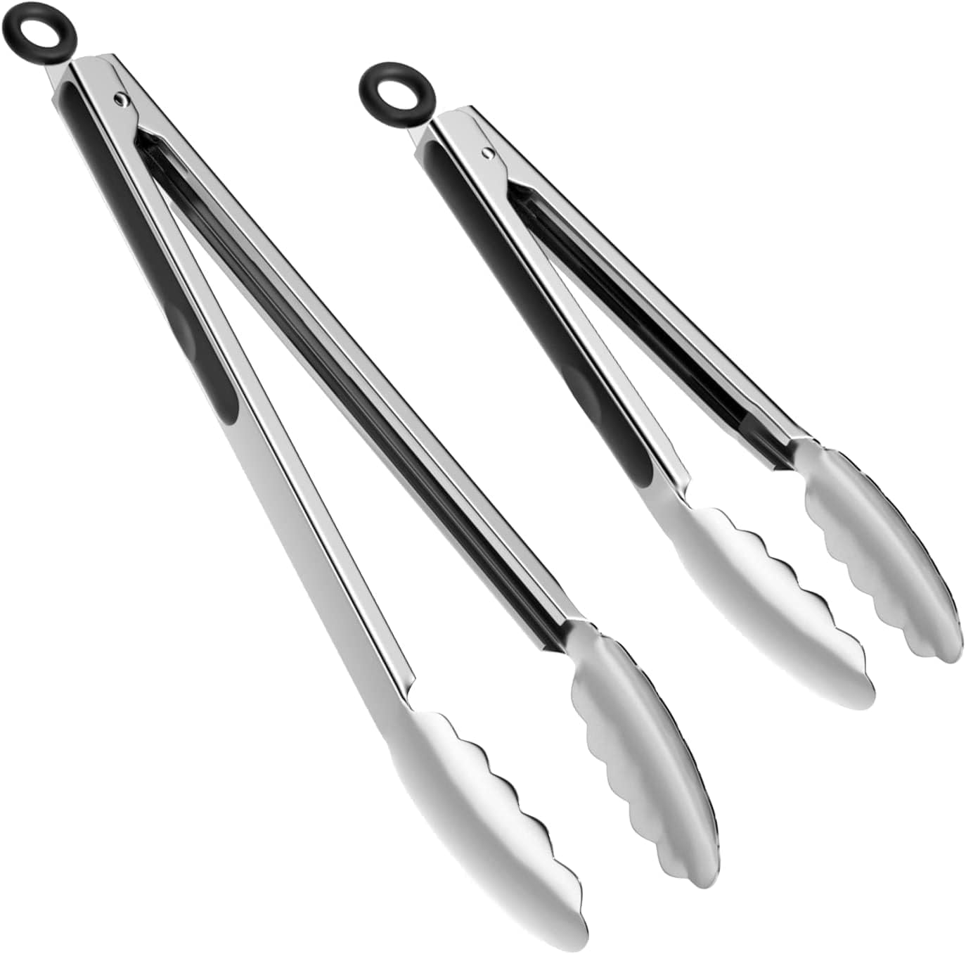 ChefAide Pinzas de cocina, juego de 2 pinzas de acero inoxidable, pinzas de cocina, pinzas para alimentos, utensilios de cocina, utensilios de