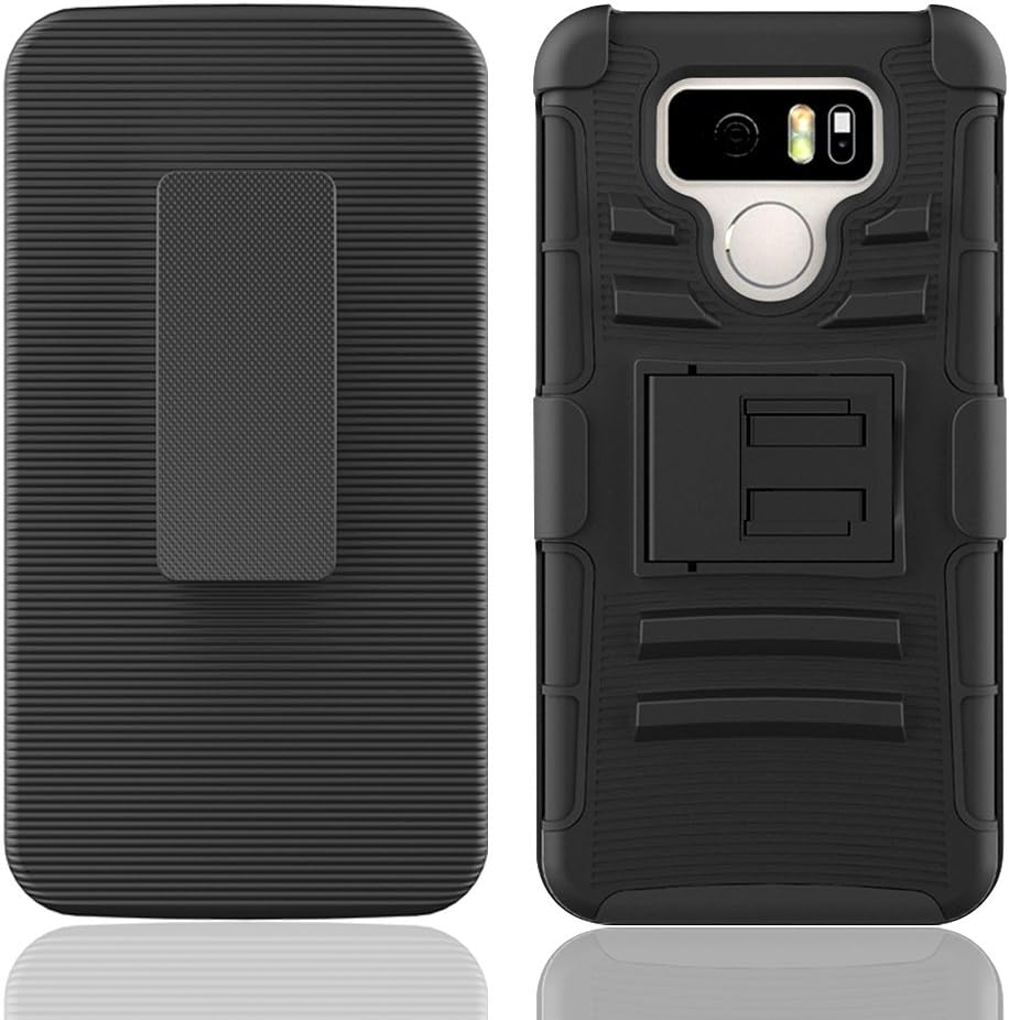NEM Funda para LG G6, resistente, a prueba de golpes, cinturón giratorio con soporte de cuerpo completo, doble capa, protección híbrida contra