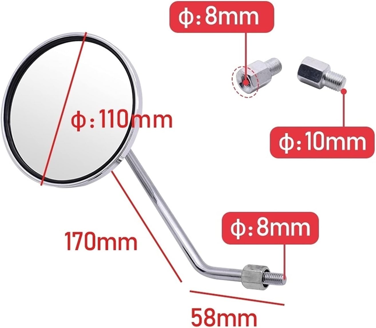 Mirror Motorcycle Round Back View Mirror Moped Side Mirror 8mm 10mm For Kawasaki VERSYS 650 ZG1000 ZRX1100 ZRX1200 ZX11