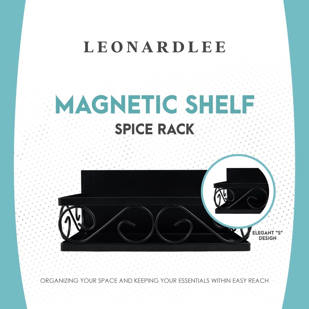 LEONARDLEE Estante magnético para especias para refrigerador, 2 piezas. Nuevo diseño de remolino, imán más fuerte, cuatro ganchos extraíbles para