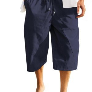 COOFANDY Pantalones capri harén de lino para hombre, casuales, ligeros, con cordón, pantalones de yoga, holgados, 34, pantalones de playa COOFANDY Pantalones capri harén de lino para hombre, casuales, ligeros, con cordón, pantalones de yoga, holgados, 34, pantalones de playa