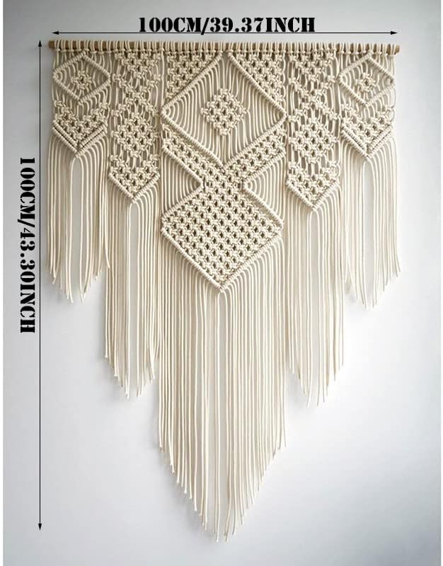 macramé grande para colgar en la pared, cuerda de algodón bohemio, tapiz bohemio para colgar en la pared, tejido a mano, decoración del hogar, color
