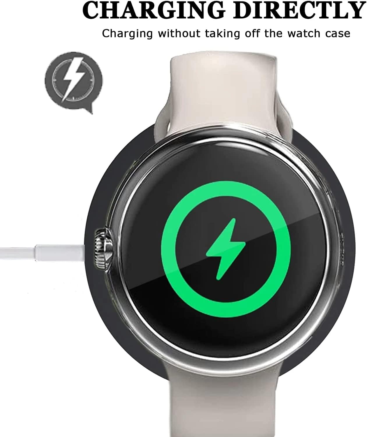 Funda compatible con Google Pixel Watch 2 (2023)protector de pantalla de Pixel Watch, cubierta protectora completa contra golpes, marco chapado en