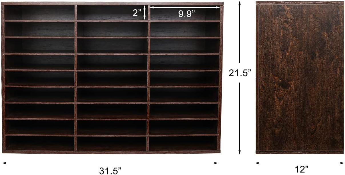 PAG Organizador clasificador de correo, organizador de literatura de madera, buzón de estudiante para aula, organizador de papel de factura de