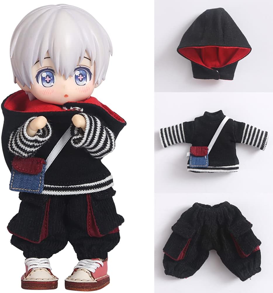 112 BJD – Conjunto de accesorios de muñeca + camisa + pantalones para muñeca OB11, YMY de 4.3 pulgadas, cuerpo de muñeca, GSC, Body9 (Negro)