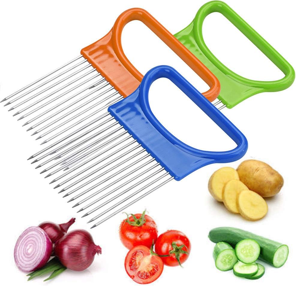 AKOAK 1 paquete de utensilios de cocina, rebanada de tomate, cebolla, horquilla de seguridad para verduras, aguja de carne tierna, herramienta de