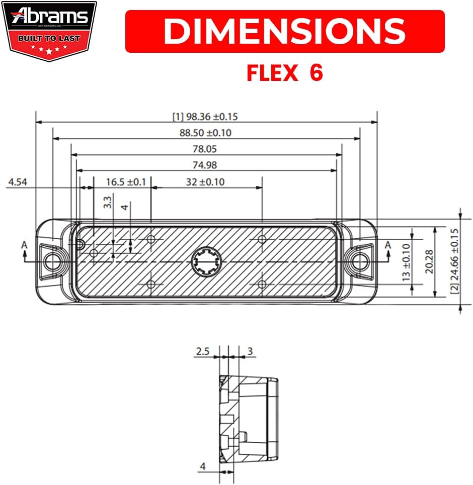 Abrams Flex Series (rojorojo) 18 W – 6 LED bombero POV vehículo de emergencia camión LED parrilla cabeza superficie montaje luz estroboscópica luz