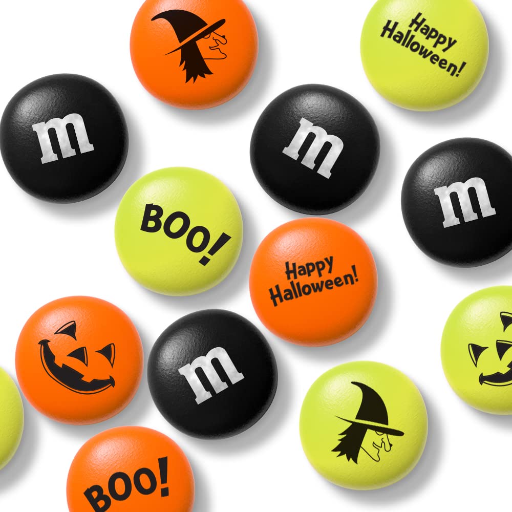 M&M’S Caramelos de Halloween preimpresos, 5 libras de caramelos a granel en paquete resellable para fiesta de Halloween, dulce o truco, decoraciones