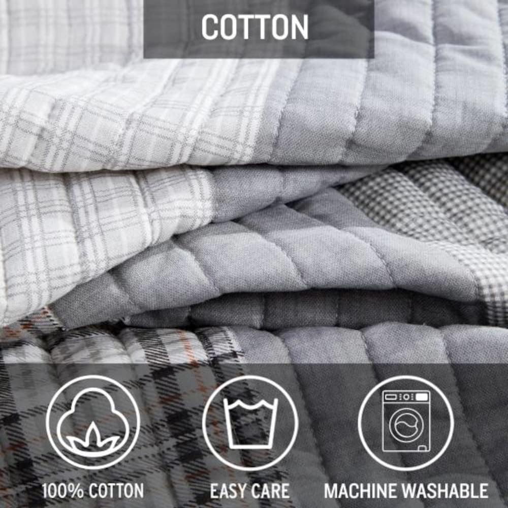 Eddie Bauer – Juego de sofá cama, juego de ropa de cama de algodón de 4 piezas, decoración del hogar para todas las estaciones (Fairview Grey,