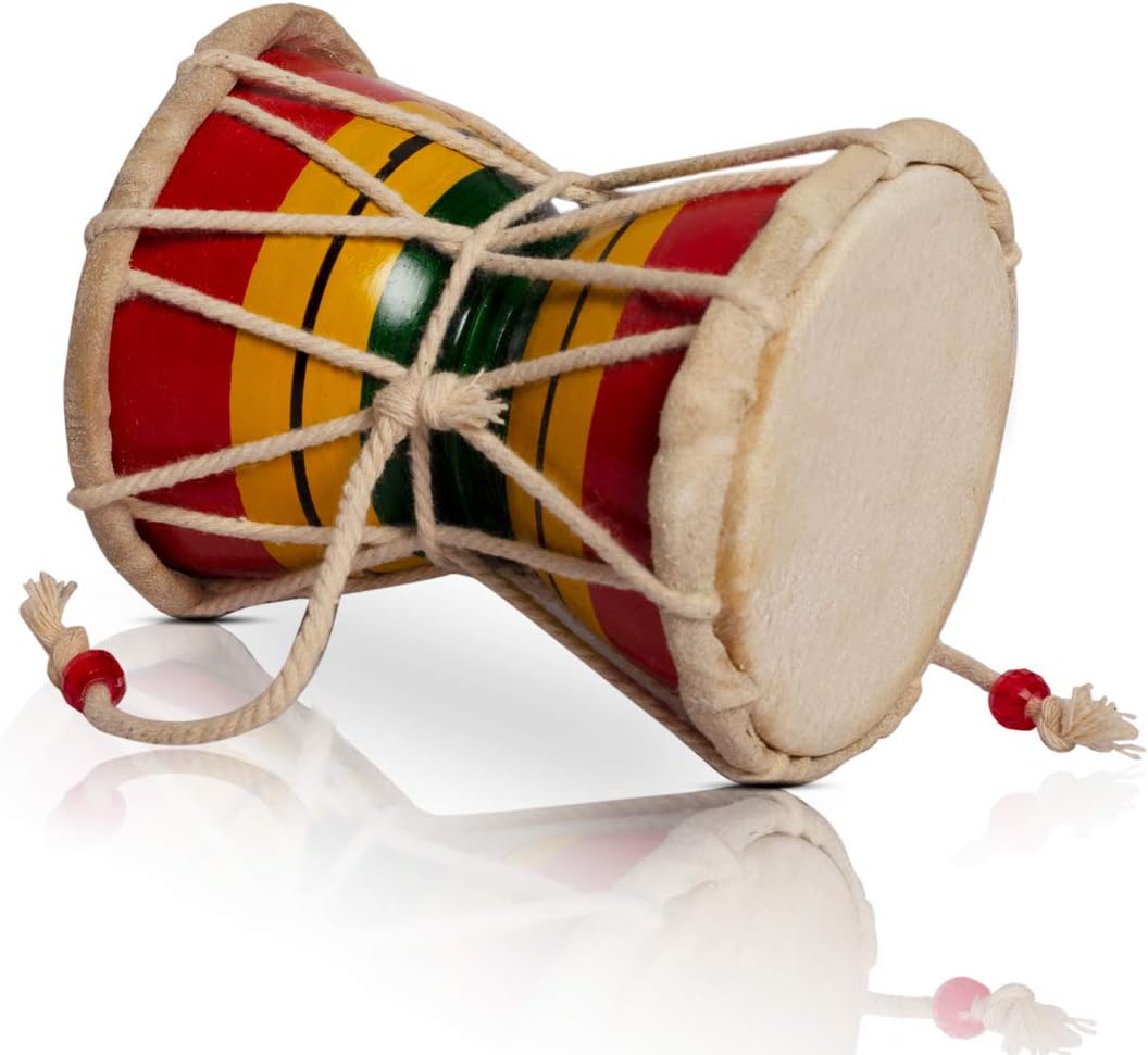 Hecho a mano de madera y cuero clásico indio folk dumroo damroo damaru mano batería percusión decorativa coleccionable Showpiece Instrumentos