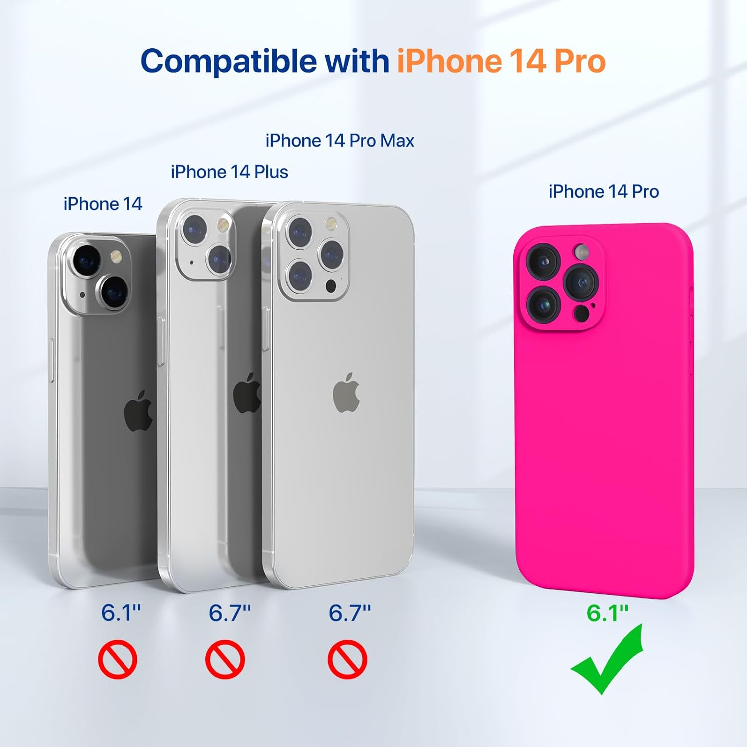 Miracase – Funda diseñada para iPhone 14 Pro, de silicona líquida a prueba de golpes, con protector de pantalla, protege mejor la cámara,
