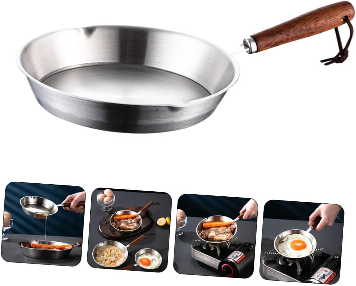 Sartén pequeña para panqueques, sartenes para tortillas, sartén de hierro fundido pre-sazonada, plancha de acero inoxidable, mini wok, utensilios de