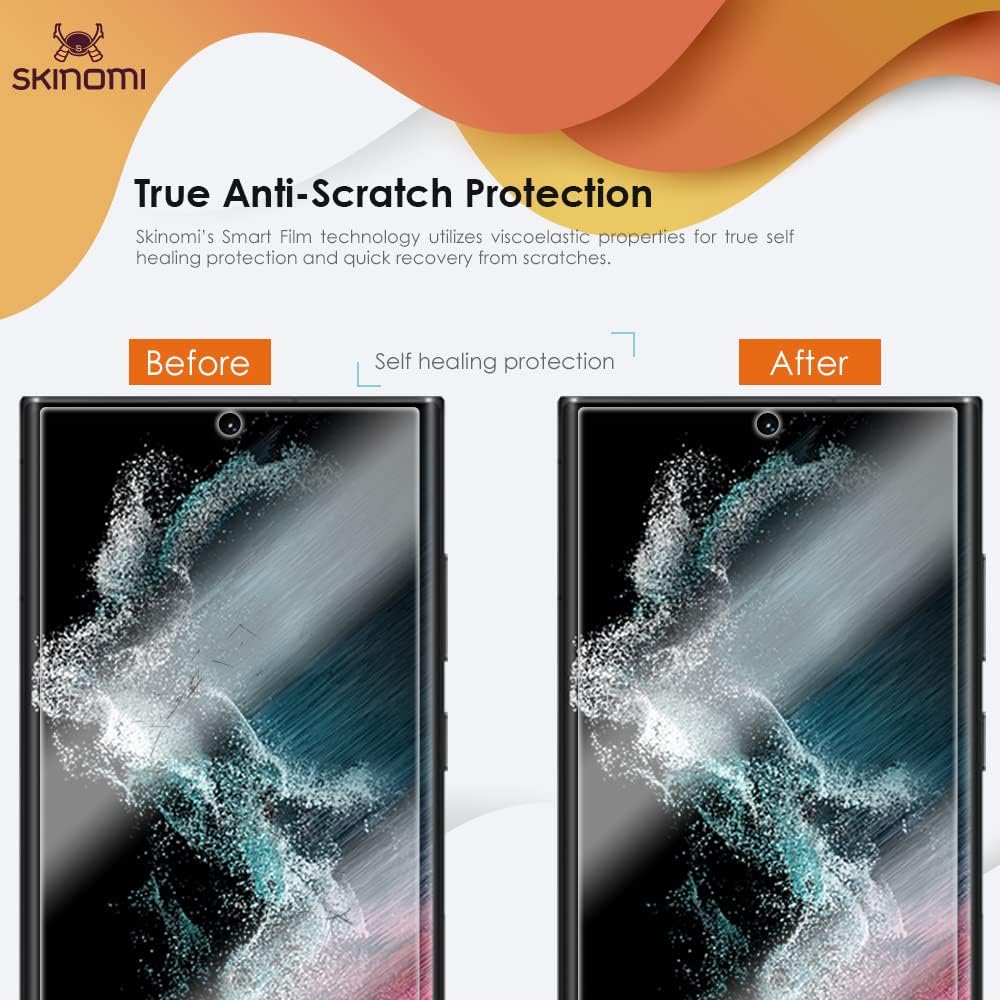 Skinomi Protector de pantalla compatible con Samsung Galaxy S22 Ultra (paquete de 2) Clear TechSkin TPU Anti-Bubble HD Film