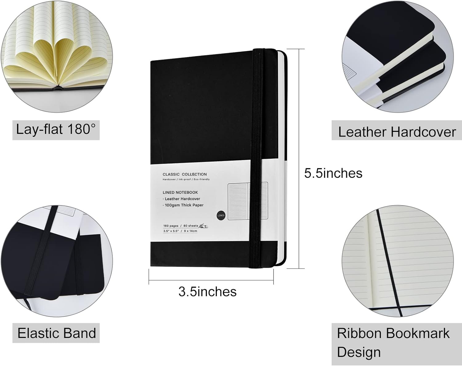 Coopay Paquete de 4 cuadernos de bolsillo, cuadernos pequeños, bloc de notas con forro de cuero sintético, para oficina, hogar, escuela, negocios,