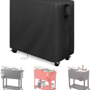 Funda para carrito Keter de 89.8 cuartos de galón, impermeable para fiestas de patio con ruedas, cubierta de carrito para exteriores, color negro, Funda para carrito Keter de 89.8 cuartos de galón, impermeable para fiestas de patio con ruedas, cubierta de carrito para exteriores, color negro,