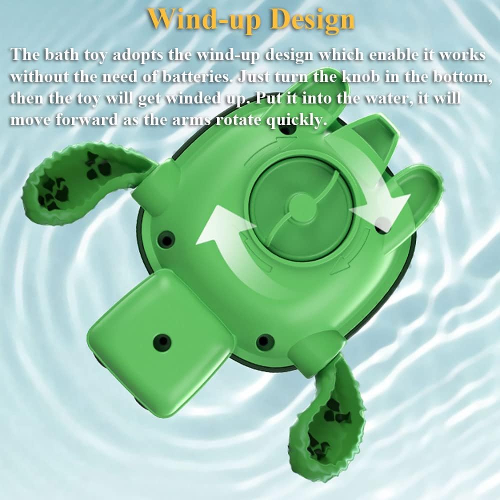 Windup – Juguete de baño de tortuga, juguete de agua de tortuga marina, juguete de tina de tortuga, juguete flotante de tortuga, juguete para la